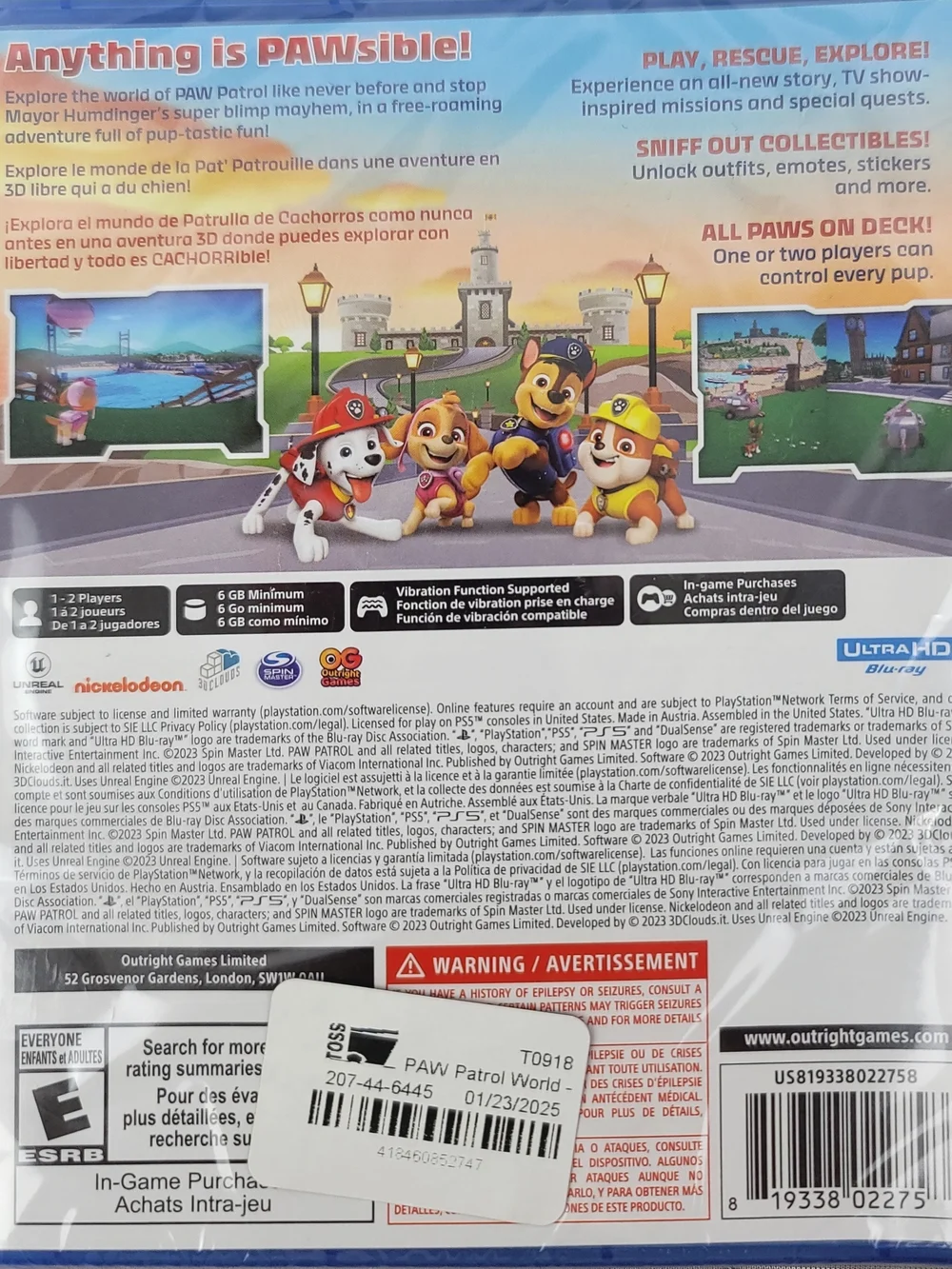 PAW Patrol World (Sony PlayStation 5, PS5) Brand New Factory Sealed Game